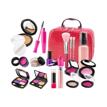 Imagem de Kit De Maquiagem Falsa Lavável Portátil Infantil 11 21 Peças Com Bolsa