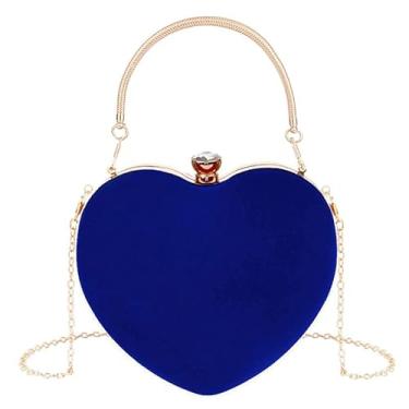 Imagem de Zeph Hosea Bolsa feminina em forma de coração, bolsa de mão para festa de casamento, noite, mini bolsa de corrente para coquetel, formatura, bolsa de ombro, Azul, 6.3*3.1*6.3 inches