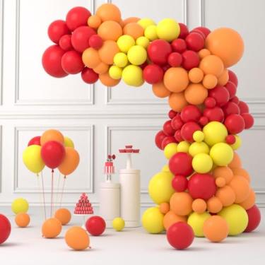 Imagem de Cunnikku Kit De Arco De Guirlanda De Balão Vermelho Amarelo Laranja, 122 Unidades De Balões Vermelhos Amarelos Laranja Para Tema De Caminhão De Bombeiros Aniversário Casamento Bebê Chá De Panela Forma