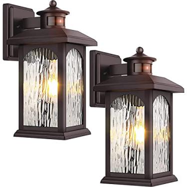 Imagem de FILIYANO Pacote Com 2 Luzes Externas Sensor De Movimento - Iluminação Marrom Do Anoitecer Ao Amanhecer, Luminárias Bronze Polido A Óleo, Arandela Parede À Prova D'Água Para Varanda, Garagem, Entrada
