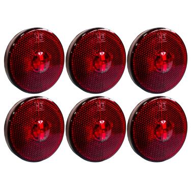 Imagem de 6 Lanterna Lateral Carreta Led 65mm Randon Caminhão Vermelha