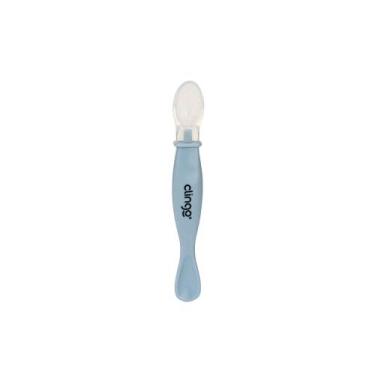 Imagem de Colher de Silicone com Ponta Dupla Marinho Bebê - CLINGO