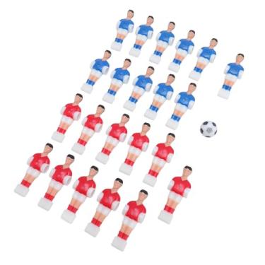 Imagem de Substituição de 22 peças de jogadores de pebolim em vermelho e azul, com bola preta e branca de 32 mm, ótima para mesa de pebolim 4824