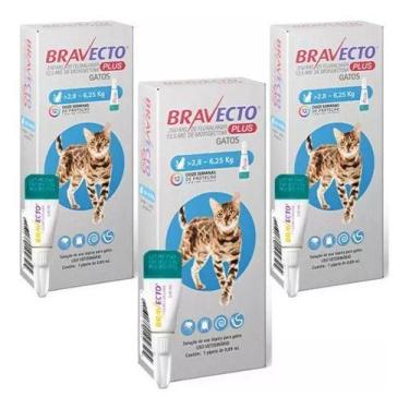 Imagem de Combo 3 Bravecto Plus Gatos Transdermal 2,8 A 6,25kg 250mg