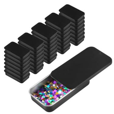 Imagem de BOSMIOW 36 peças vazio preto slide top recipiente de lata, mini caixa de armazenamento de doces de folha de flandres de metal portátil, organizador retangular de batom para joias, artesanato, velas