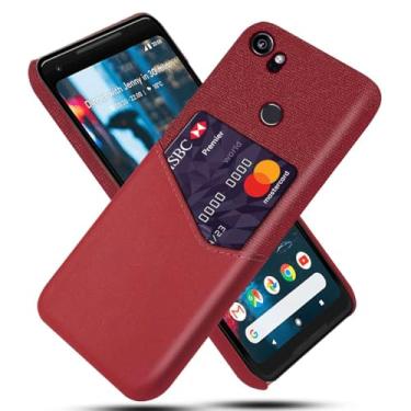 Imagem de Capa para Google Pixel 2 XL,Tela e tampa de couro PU,Anti-deslizante,Resistência à impressão digital,Caso de proteção de 360°com 1 slot de cartão atrás-Red