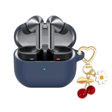 Imagem de AGAOSH Capa protetora para Samsung Galaxy Buds 3 e Galaxy Buds 3 Pro, chaveiro fofo com pingente de cereja, capa protetora de silicone macio margarida para fones de ouvido Samsung Galaxy Buds3 Pro