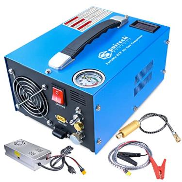 Imagem de Spritech Compressor de ar PCP, bomba de ar portátil 4500Psi/30Mpa, livre de água/óleo, rifle PCP/pistola e tanque de paintball, alimentado por 12V carro CC ou casa 110V CA com conversor de energia e filtro de umidade de óleo