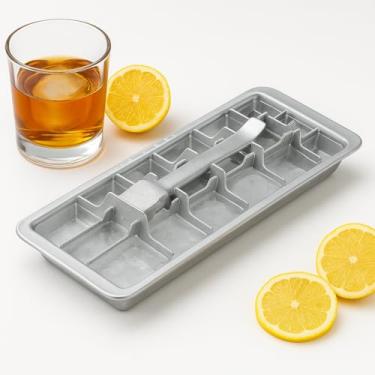 Imagem de Bandeja de cubo de gelo de aço inoxidável com alça de fácil liberação – Molde de gelo ecológico estilo vintage 18, metal de grau alimentício 304, pode ser lavado na lava-louças - perfeito para