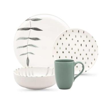 Imagem de Jogo De Jantar Em Cerâmica Flat Com 16 Peças Oxford Samambaia