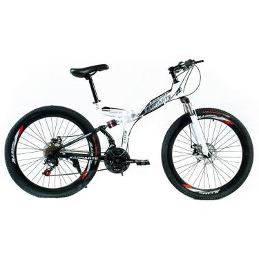Imagem de Bicicleta Aro 26 Dobrável Freio Disco Bike EasyFold 21 Marchas Aço Carbono Branca WCT Fitness