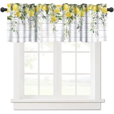 Imagem de Cortina de madeira com estampa de limão, folhas florais, folhas de eucalipto, casa de fazenda, para cozinha, meninas, quarto, sala de estar, café, banho, restaurante, cortinas, 137 x 45 cm