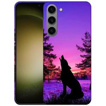 Imagem de SM CASES Capa para Samsung Galaxy S24 Plus 5G - Lobo ao pôr do sol design impresso 3D capa traseira de plástico rígido compatível com Samsung Galaxy S24+