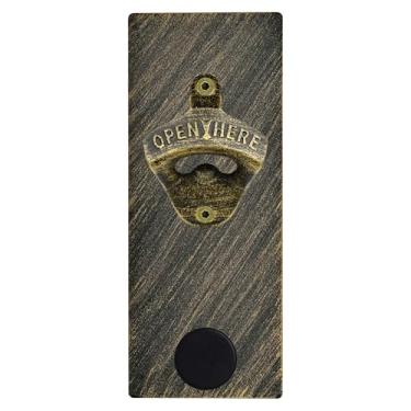 Imagem de Luwanburg Tampa de garrafa de metal magnético de latão, praga, com abridor de topo de cerveja de ferro fundido, montagem na parede, bronze antigo para refrigerador, congelador