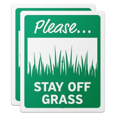 Imagem de 101SignCity Placa de jardim "Please Stay Off Grass" para empresas, residências e propriedades privadas - alumínio de 25,4 x 30,5 cm, pacote com 2