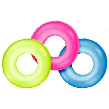 Imagem de Kit 3 Boia Neon Circular Colorida 60cm Infantil Piscina Praia Criança Redondo Brinquedo Inflável (Misto)
