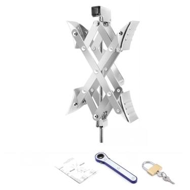 Imagem de Pafessa Calço de roda RV em forma de X serve para 8,3 cm a 26,7 cm Estabilizador de calço de roda de campista com par de acessórios para reboque de viagem, calço de roda de pneu resistente, trava X