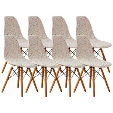 Imagem de Capa para cadeira, moderna e elástica, jacquard para cadeira de jantar, sem braço, para cozinha, escritório, sala de estar (rosa, 8)