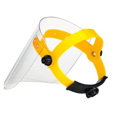 Imagem de shamjina Viseira protetora facial, protetor flexível, profissional, ajustável, faixa de cabeça, proteção facial para trabalho de corte, moagem, capina, Claro