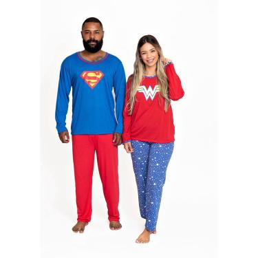 Imagem de Pijama Super Herói Adulto Longo Estampado Super Homem Malha pv