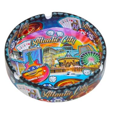 Imagem de Cinzeiro de porcelana envoltório completo Atlantic City New Jersey Scene 12,7 cm