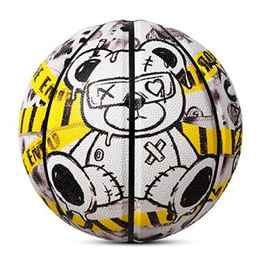 Imagem de Kuangmi Bola de basquete Emo Bear amarela, tamanho 7 (75 cm), bola de treinamento pesado com peso de 1 kg, habilidade de passagem e rebote, interna e externa