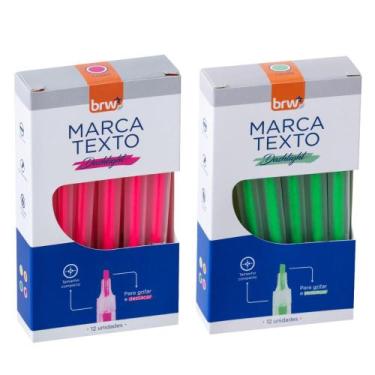 Imagem de Marca Texto Fluorescente Transparente 4 Cores BRW 4 Caixas 12 Unidades