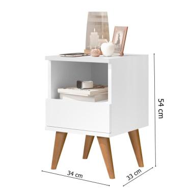 Imagem de Mesa Cabeceira 1 Gaveta Pés Palito Pix Branco Comprar Moveis