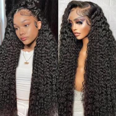 Imagem de Perucas frontais de renda Wingirl Deep Wave 180 Density Human Hair