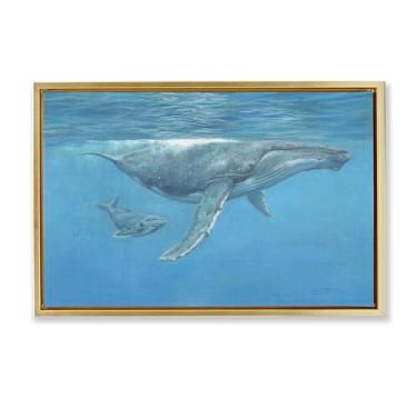 Imagem de Stupell Industries Design de arte de parede em tela flutuante subaquática de baleia jubarte subaquática de David Stribbling, 53 x 78 cm