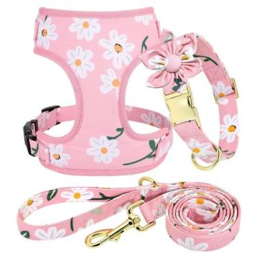 Imagem de Conjunto de coleira, arnês e coleira para cães Beirui Cute Girl Pink M