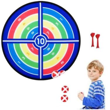 Imagem de Jogo De Dardos Tiro ao Alvo Gruda Macio Infantil brinquedo 2 bolas 2 dardos sem ponta mais seguro tabuleiro jogo QUALIDADE PREMIUM 36 cm (AZUL)
