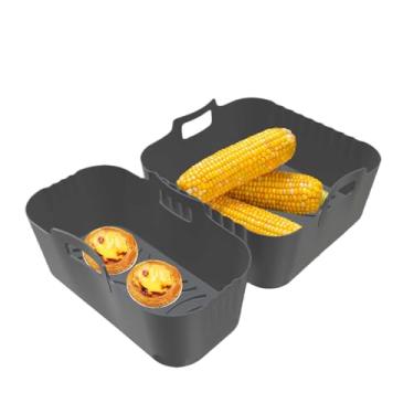 Imagem de Rrlihjgu Forro De Silicone Para Fritadeira A Ar | Folhas De Silicone Para Cesto De Air Fryer | 2 Peças Antiaderentes e Removíveis para Cozinhar a Vapor em Panela e Forno Doméstico