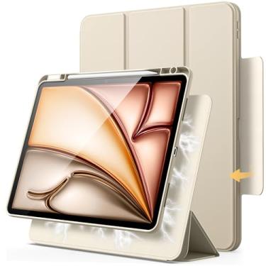 Imagem de JETech Capa Magnética Destacável para iPad Air 13 Polegadas M3/M2 (2025/2024) com Porta-Pencil, Case Transparente Giratória Removível, Suporte para Retrato/Paisagem (Estrela Branca)