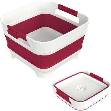 Imagem de Lavatório dobrável de 6 litros com plugue secador, panela de 9 L para imersão de mamadeiras, pia portátil, balde dobrável multiuso, banheiras de gelo para acampamento, lavagem de vegetais, RV (Viva