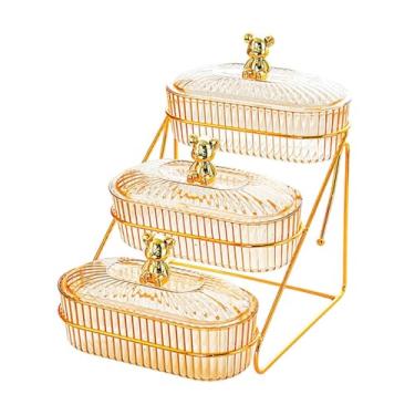 Imagem de KiBcsLic Fruteira para Sobremesas E com Tampa para Festas, âmbar 3 Camadas, Tamanho real