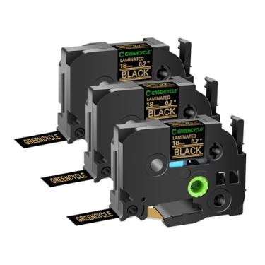 Imagem de GREENCYCLE Compatível com Brother 18 mm ouro em preto TZe-344 AZE 344 TZ-344 TZ344 TZ344 Fita de etiqueta laminada para P Touch PT-D600 PT-P900W PTD400 PTD400AD PTD450 PT-2030 PT-1890C PT-P770 10BT (3