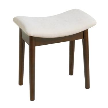 Imagem de Royal Windsor Banqueta com almofada de sela, cadeira de maquiagem de 45 cm para sala de estar, banco de piano otomano, pequeno banco estofado para quarto, branco