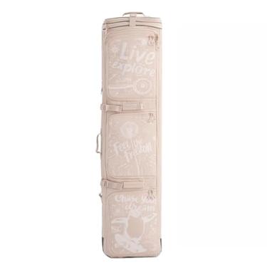 Imagem de Lzyjckh Bolsa de Snowboard com Rodas - Bolsas Duplas para Esquis com Rodinhas para Viagens Aéreas, Comprimento Ajustável de Até 190 cm para Botas, Luvas, Esquis e Acessórios,Beige