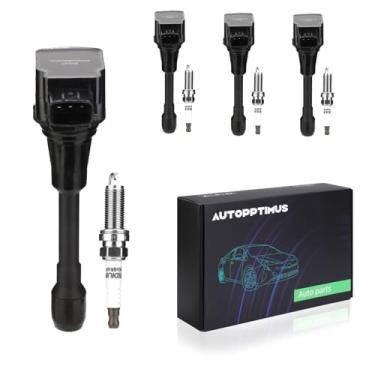 Imagem de Autopptimus Conjunto de 4 bobinas de ignição e velas de ignição UF549 compatível com Nissan Sentra Altima Cube Rogue Versa Infiniti FX50 M56 QX60 NV200 NV350 Pathfinder substitui UF549