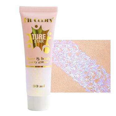 Imagem de GL-Turelifes Brilho corporal holográfico, sombra líquida com glitter camaleão para o corpo, rosto, cabelo, festival de casamento, glitter, 30 g (#03 branco)