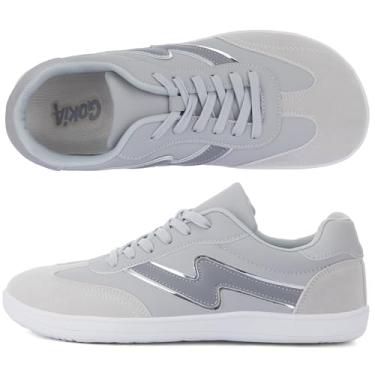 Imagem de GOKIA Sapatos masculinos minimalistas com bico largo, sapatos descalços casuais para caminhadas, viagens, ioga, acampamento, Cinza, 12 Wide