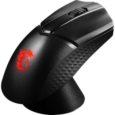 Imagem de MSI Clutch GM31 Mouse ergonômico leve sem fio para jogos e base de carregamento, sensor óptico DPI de 12K, interruptores Omron de 60 m, bateria de carregamento rápido de 110 horas, luz mística RGB, 5