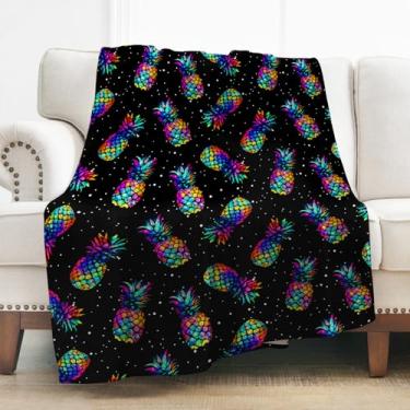 Imagem de Levens Cobertor de abacaxi para mulheres, mães e meninas, decoração de frutas tropicais para casa, quarto, sala de estar, cadeira, escritório, macio, confortável, felpudo e leve, cobertores 127 x 152