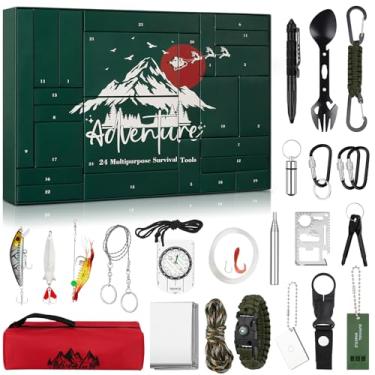 Imagem de Artmag Kit de sobrevivência Calendário do Advento - Calendário de contagem regressiva de Natal de 24 dias com ferramenta de sobrevivência Presentes surpresa de Natal para homens, adolescentes, meninos