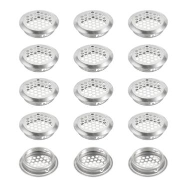 Imagem de PATIKIL Aberturas de ar circulares de 41,5 mm, 15 peças de ventilação inclinada de malha redonda com orifício de malha de aço inoxidável, painel duplo, grelha de orifício de malha redonda para