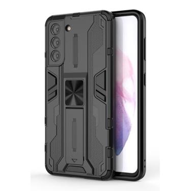 Imagem de SORAKA Capa para Samsung Galaxy S21 5G com suporte Capa de proteção resistente para Samsung Galaxy S21 5G Capa com placa de metal para suporte magnético para carro Capa Silm Fit