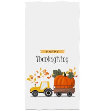 Imagem de SLHETS Feliz Dia de Ação de Graças Abóbora no Caminhão Rústico Toalhas de Mão Folhas de Bordo Toalha de Banheiro Decorativa Ultra Macia Absorvente para Banheiro, Hotel.
