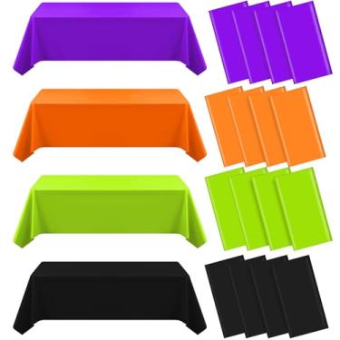 Imagem de VAIPI 16 toalhas de mesa descartáveis de plástico para Halloween, toalhas de mesa retangulares, coloridas, descartáveis, decoração para festa de Halloween, piquenique, ambientes internos e externos