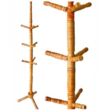 Imagem de Cabideiro De ChãO Mancebo Arara De Roupas De Madeira, Organizador PortáTil Com 10 Ganchos Para Guarda-Roupa, Sala, Corredor(Cerejeira)